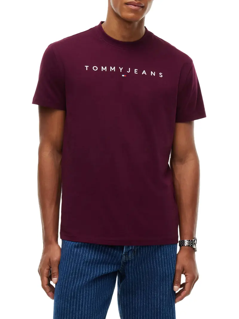 T-Shirt Tommy Jeans Logo Frontale Bordeaux