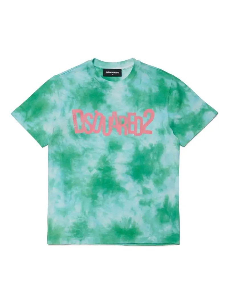 T-shirt verde per bambino con logo