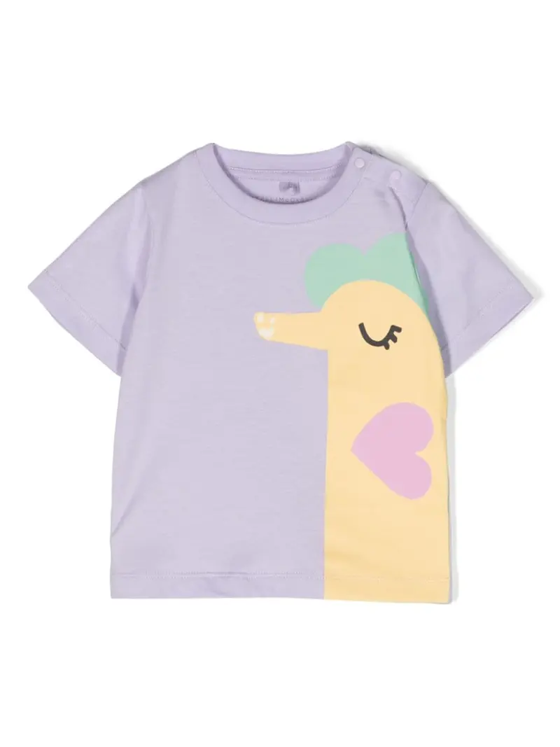T-shirt viola per neonata con stampa