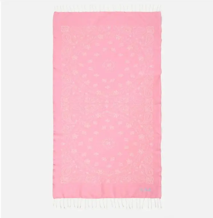 Telo mare Foutas in cotone jacquard con fantasia bandana rosa