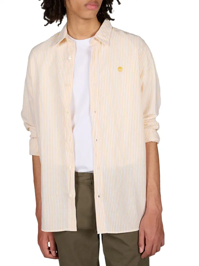 Timberland Camicia Mill Brook Linen Striped Regular - Bianco Giallo