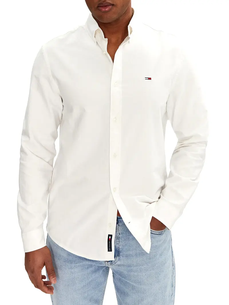 Tommy Hilfiger Camicia Tinta Unita Ecru