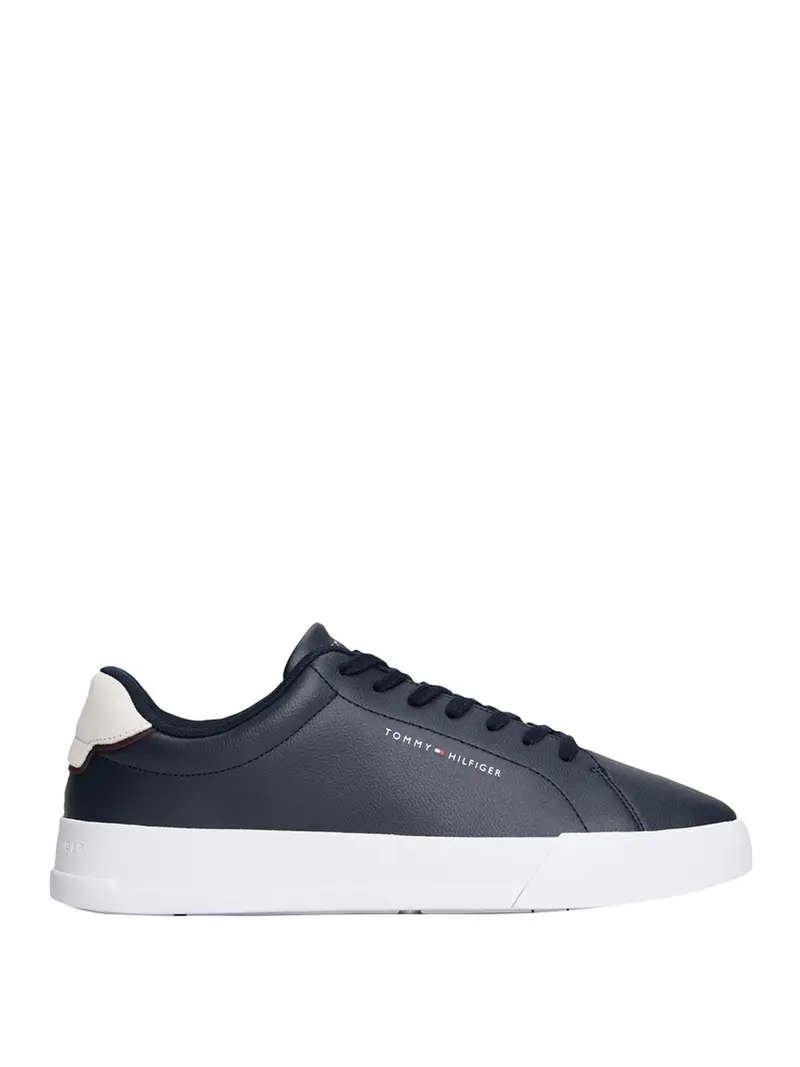Tommy Hilfiger Th Court Lth Detail Sneakers Uomo Desert Sky - Multicolore