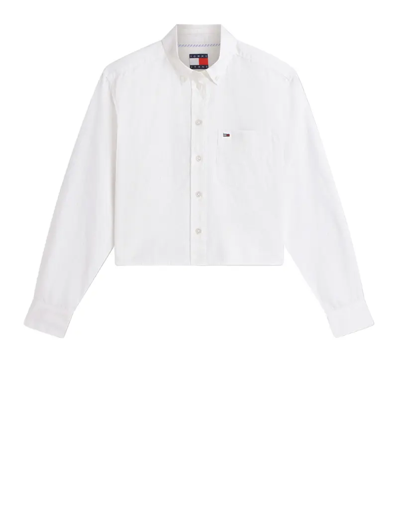 Tommy Jeans Camicia In Tinta Unita Bianco