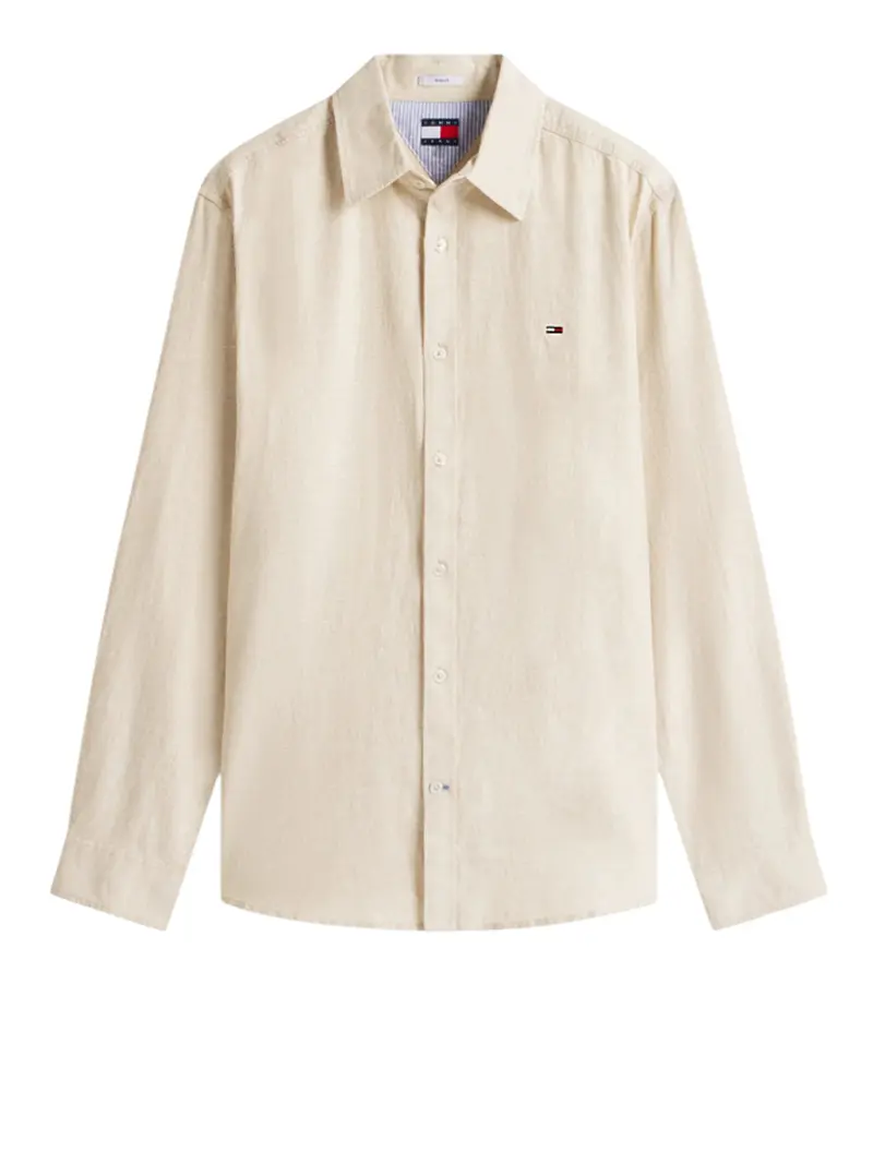 Tommy Jeans Camicia Tjm Reg Linen Blend - Avorio