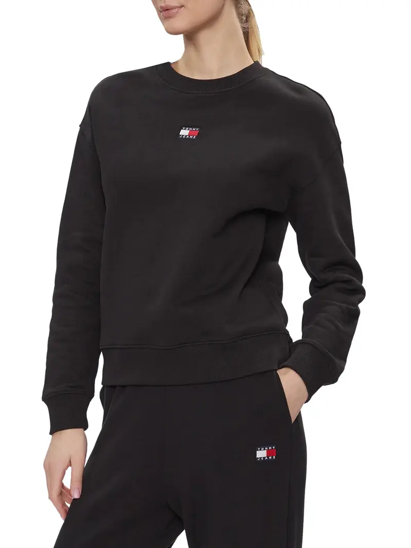 Tommy Jeans Felpa Logo Frontale Nero