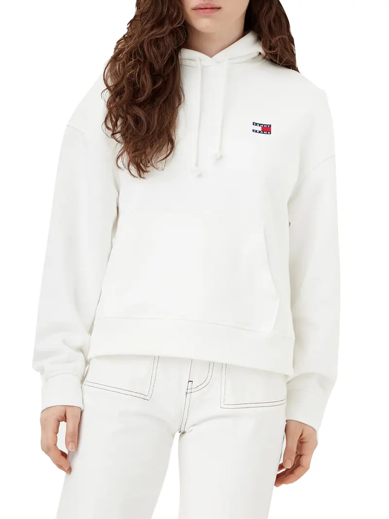 Tommy Jeans Felpa Patch Logo Frontale Ecru