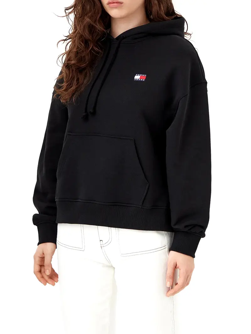 Tommy Jeans Felpa Patch Logo Frontale Nero