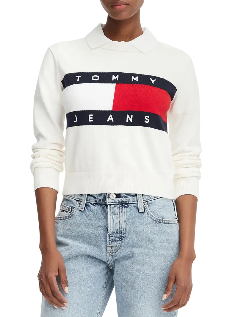 Tommy Jeans Maglia Logo Frontale Bianco