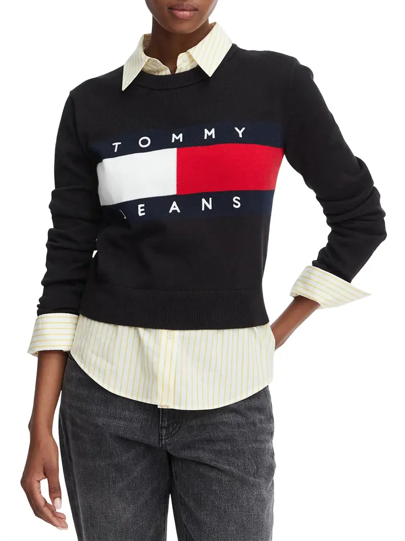Tommy Jeans Maglia Logo Frontale Nero