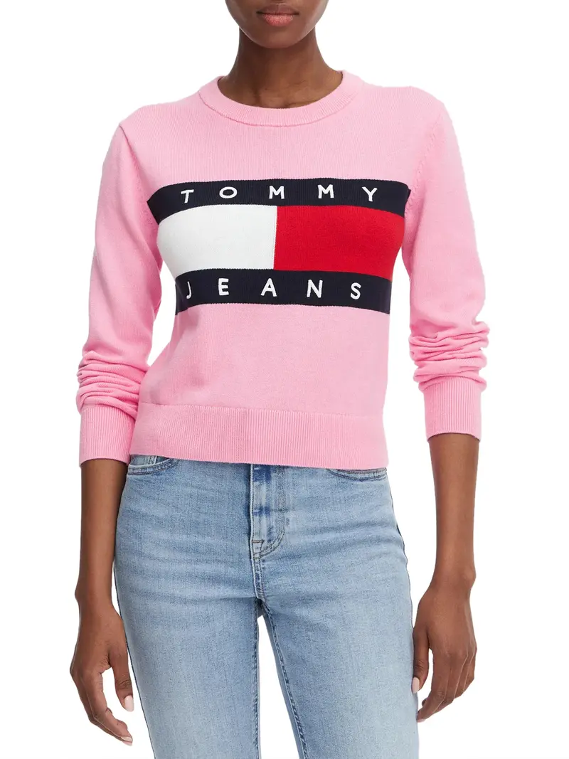 Tommy Jeans Maglia Logo Frontale Rosa