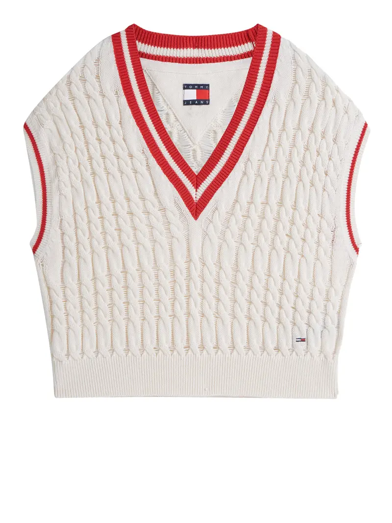 Tommy Jeans Maglia Scollo a V Bianco