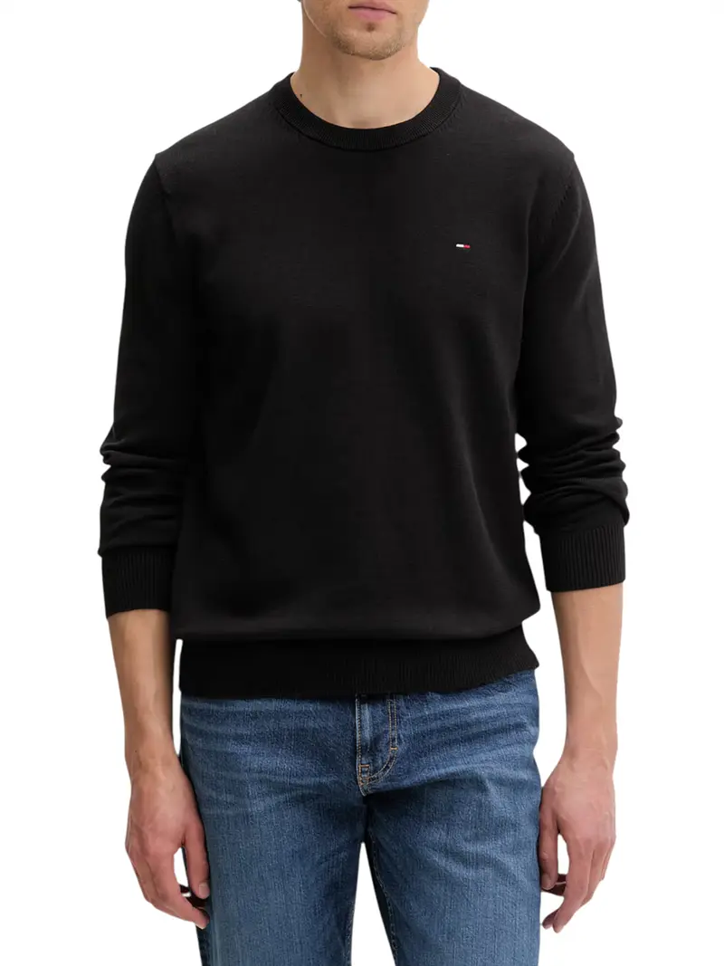 Tommy Jeans Pullover Flag Slim Fit Leggero - Nero