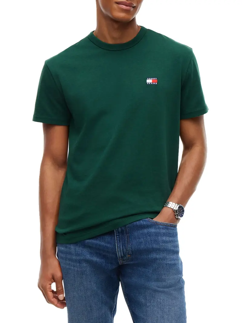 Tommy Jeans T-Shirt In Tinta Unita Verde