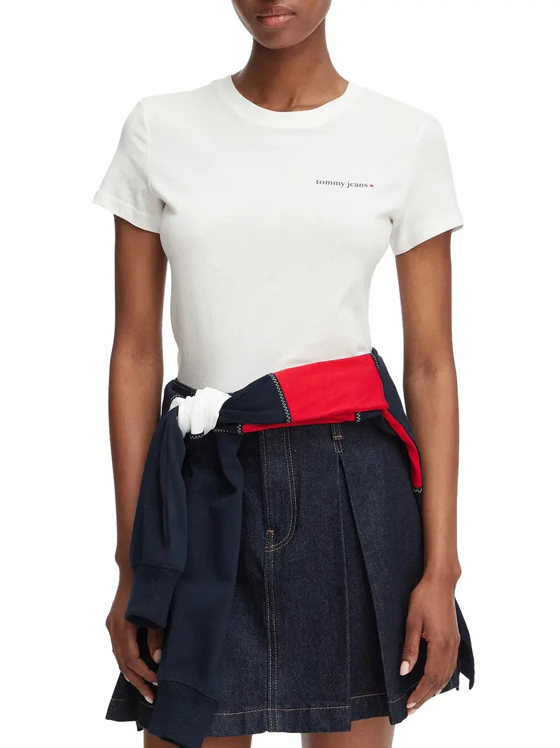 Tommy Jeans T-Shirt Logo Frontale Bianco