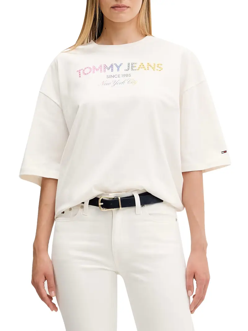 Tommy Jeans T-Shirt Logo Frontale Bianco