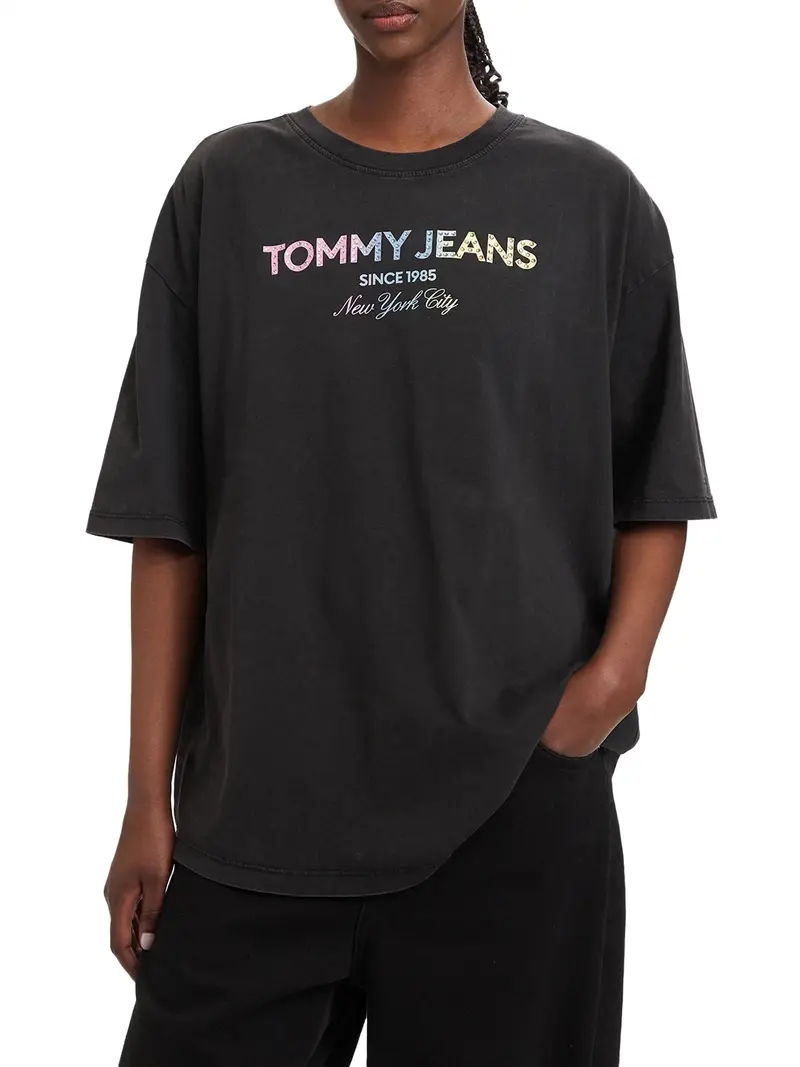 Tommy Jeans T-Shirt Logo Frontale Nero