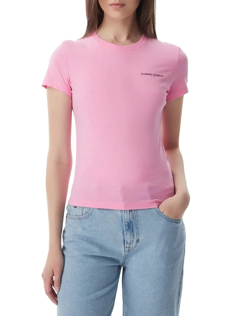 Tommy Jeans T-Shirt Logo Frontale Rosa