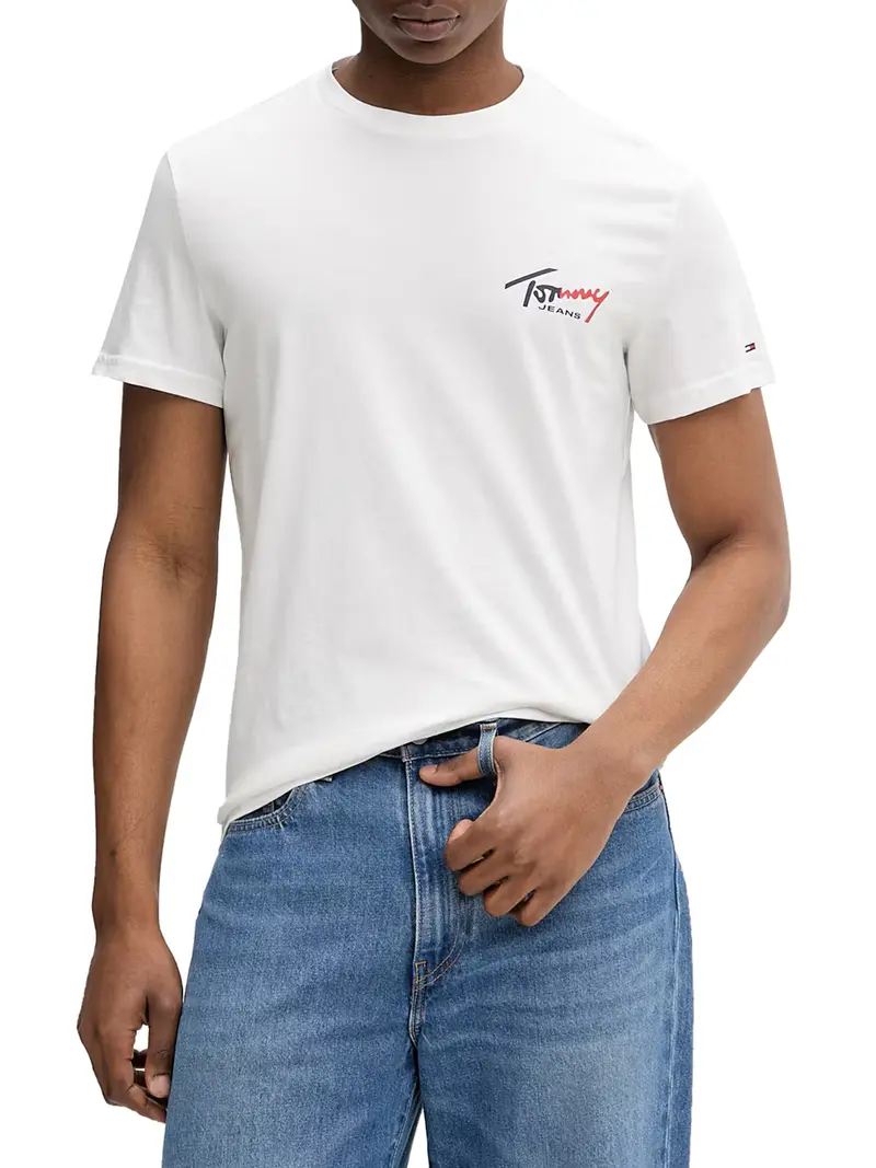 Tommy Jeans T-Shirt Stampa Logo Panna
