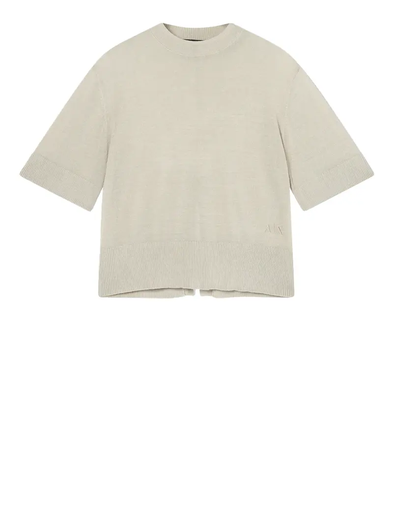 Top Armani Exchange In Misto Lino Con Spacco Posteriore Beige