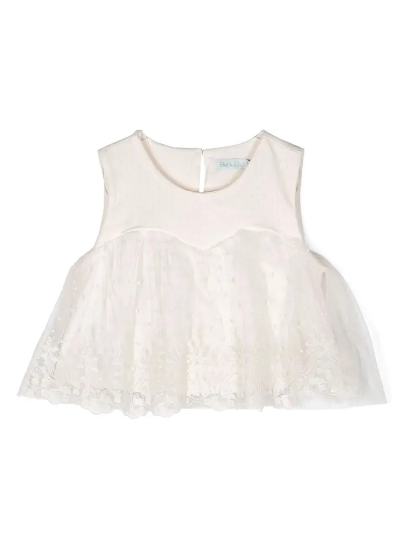 Top bianco per bambina in tulle