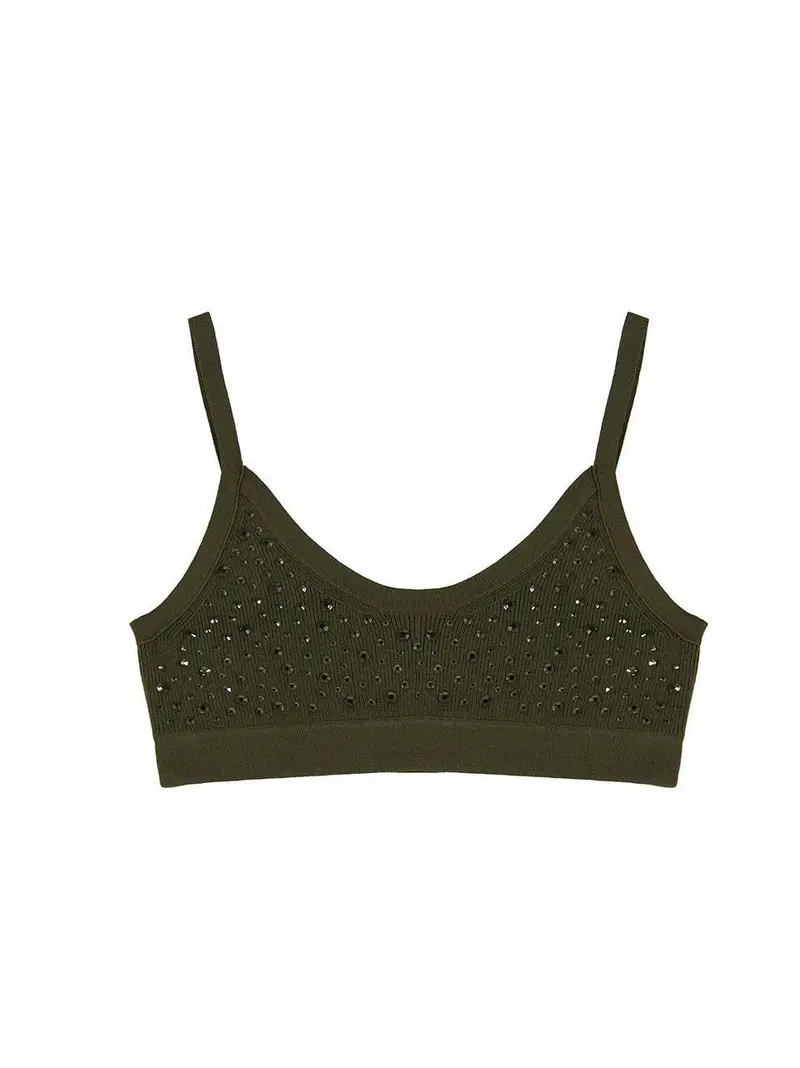 top cuore strass