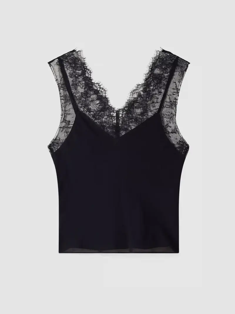 top in raso e pizzo