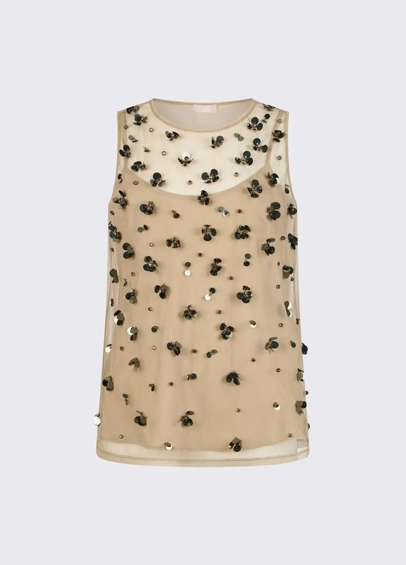 Top in tulle ricamato