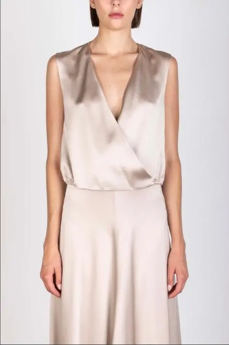 Top liquid satin incrociato