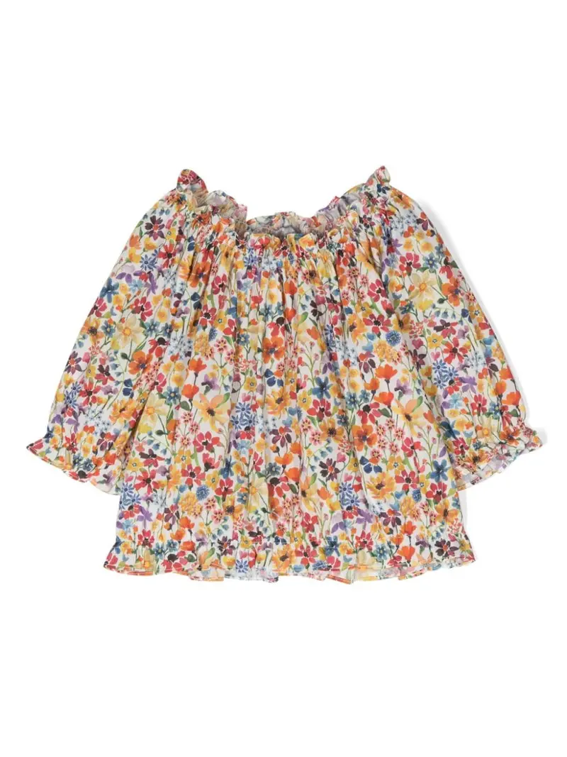 Top multicolore per bambina con fiori