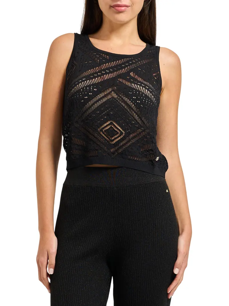 Top Yes Zee Con Ricami - Nero