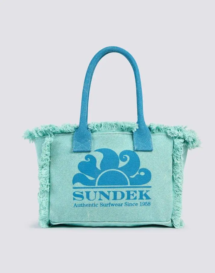 Tote bag regular con effetto stone washed