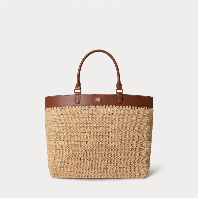 Tote Kyla grande in paglia e pelle