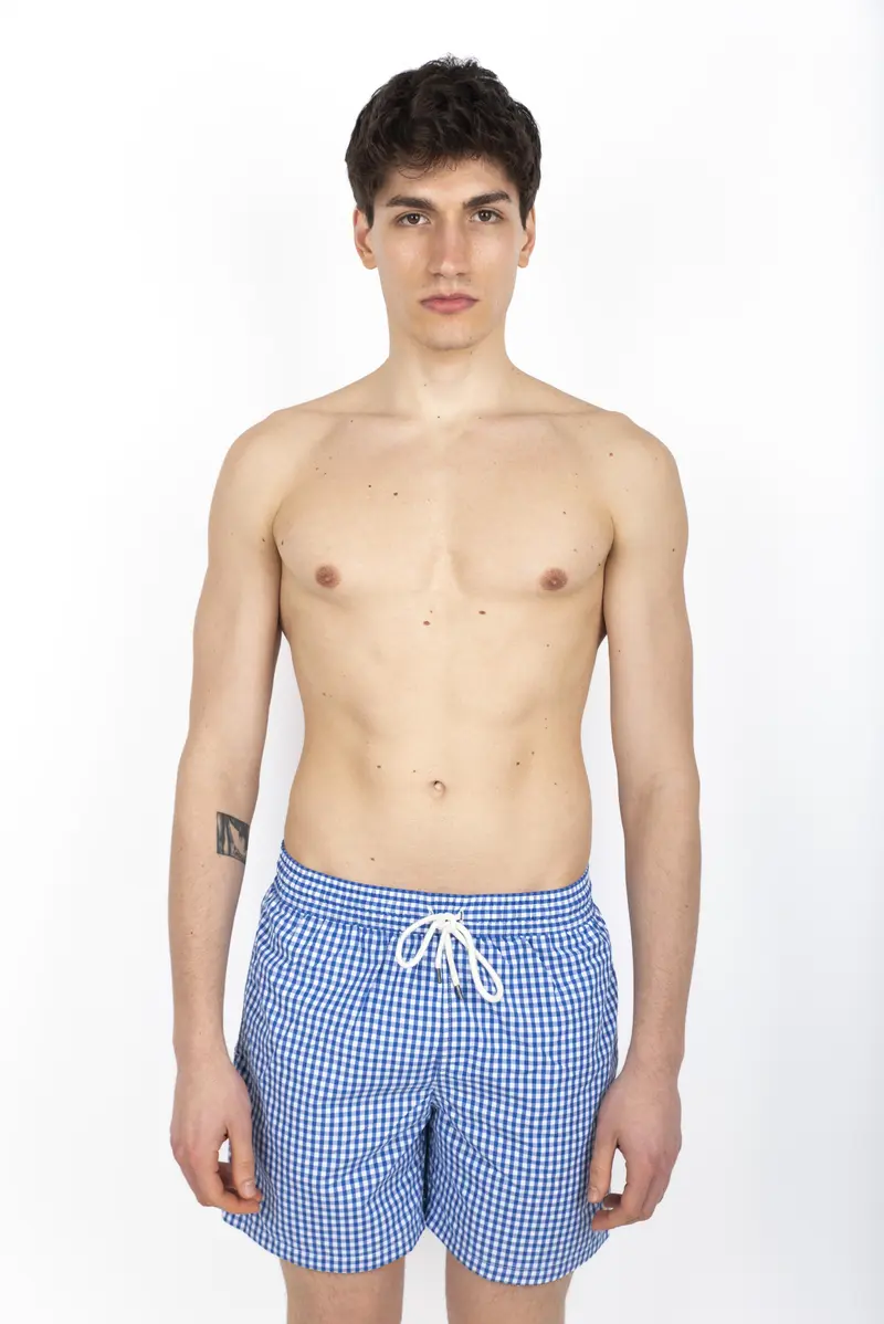 Traveler Swim Short costume boxer Cruise Royal Gingham con stampa vichy