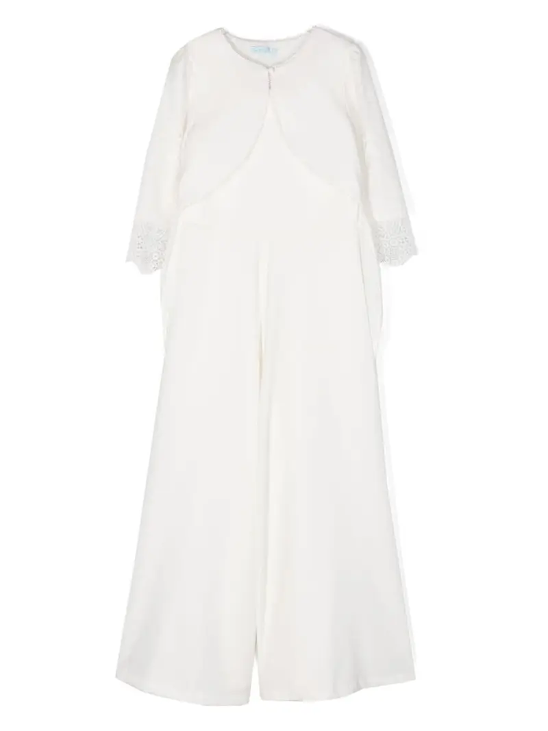 Tuta bianca per bambina con cardigan
