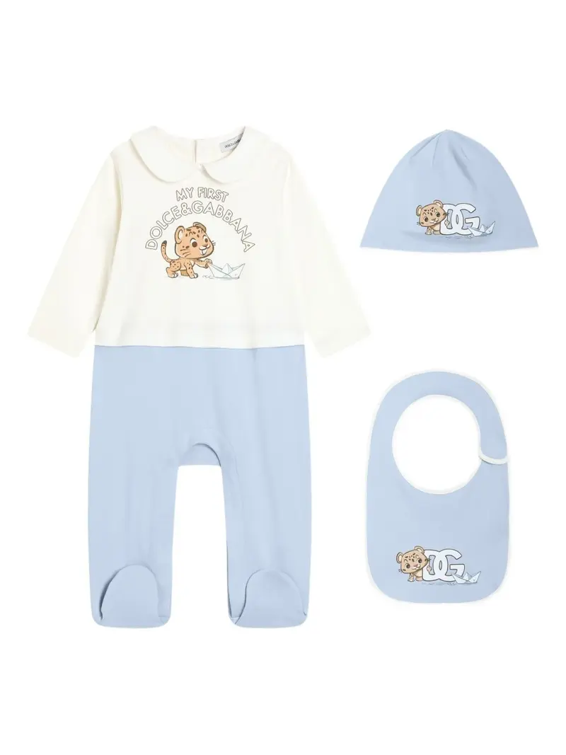 Tutina bianca/azzurra per neonato