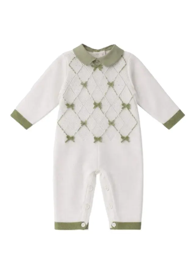 Tutina bianca/verde per neonata