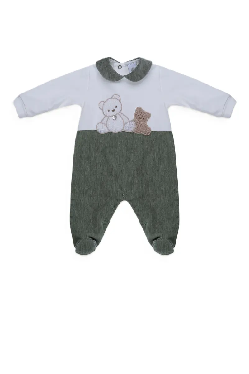 Tutina bianca/verde per neonato