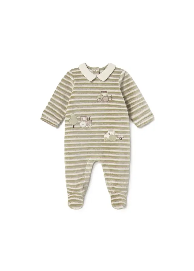 Tutina verde/ecrù per neonato