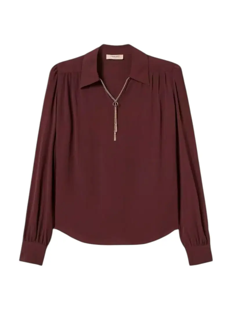TWINSET Blusa Donna CREPE DE CHINE WITH METAL DETAILS 252TP2291 05609 WINETASTING