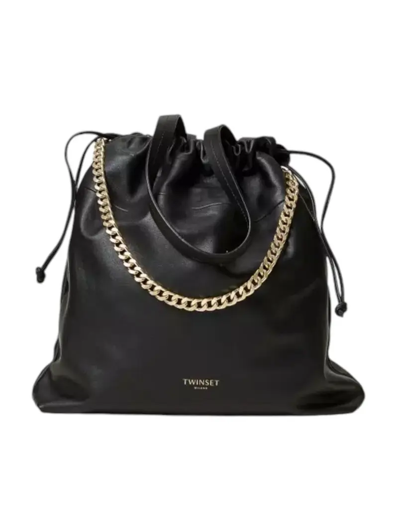 TWINSET Borsa Donna DRAWSTRING LEATHER 242TB7210 00006 Nero