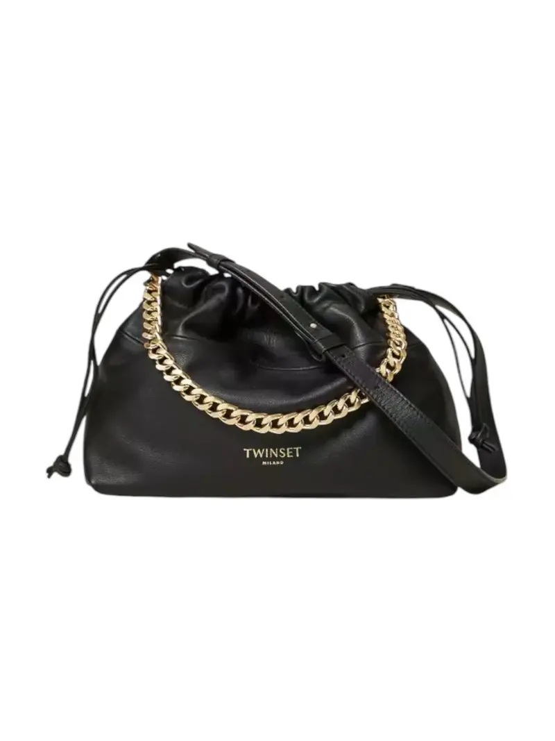 TWINSET Borsa Donna DRAWSTRING LEATHER 242TB7212 00006 Nero