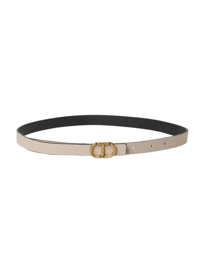TWINSET Cintura Donna DOUBLE OVAL T LEATHER 242TO5480 12013 Nero