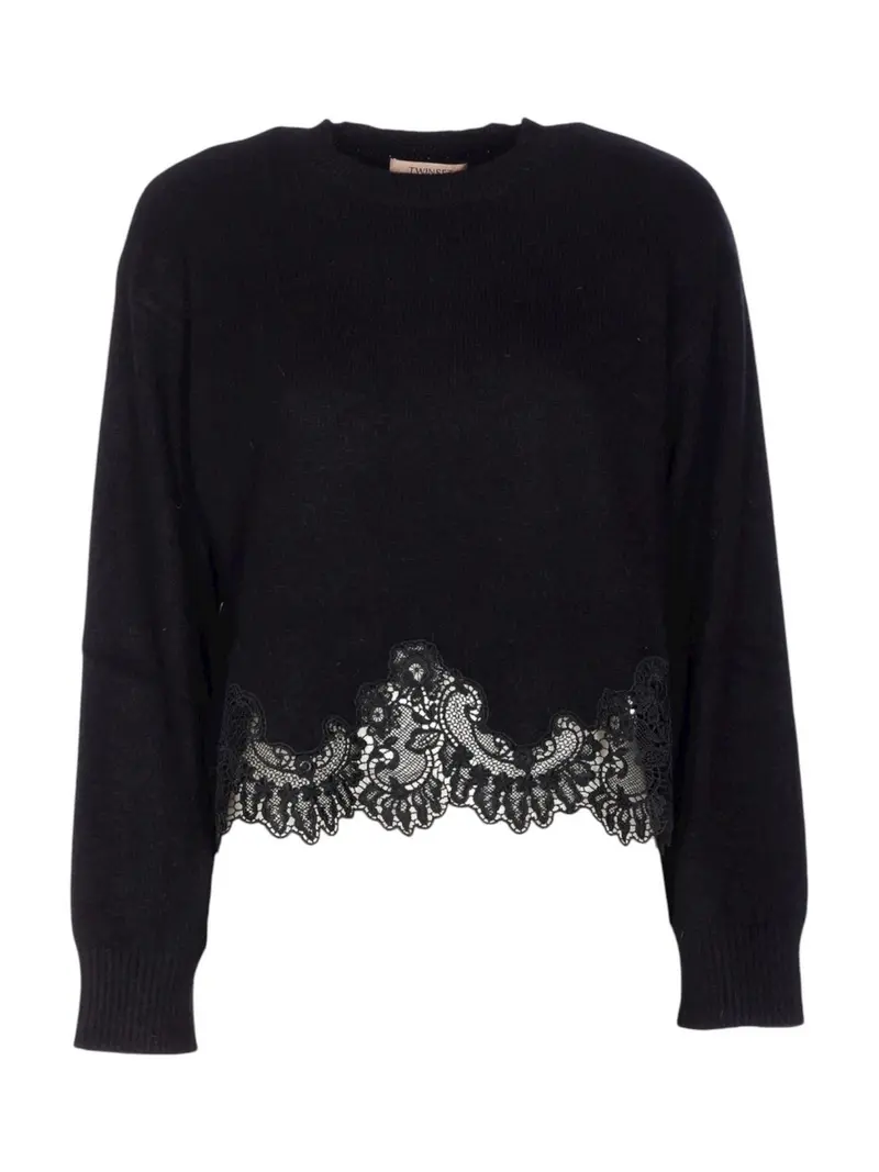 TWINSET Maglione Donna MIX ANGORA & LACE 252TT3381 00006 Nero