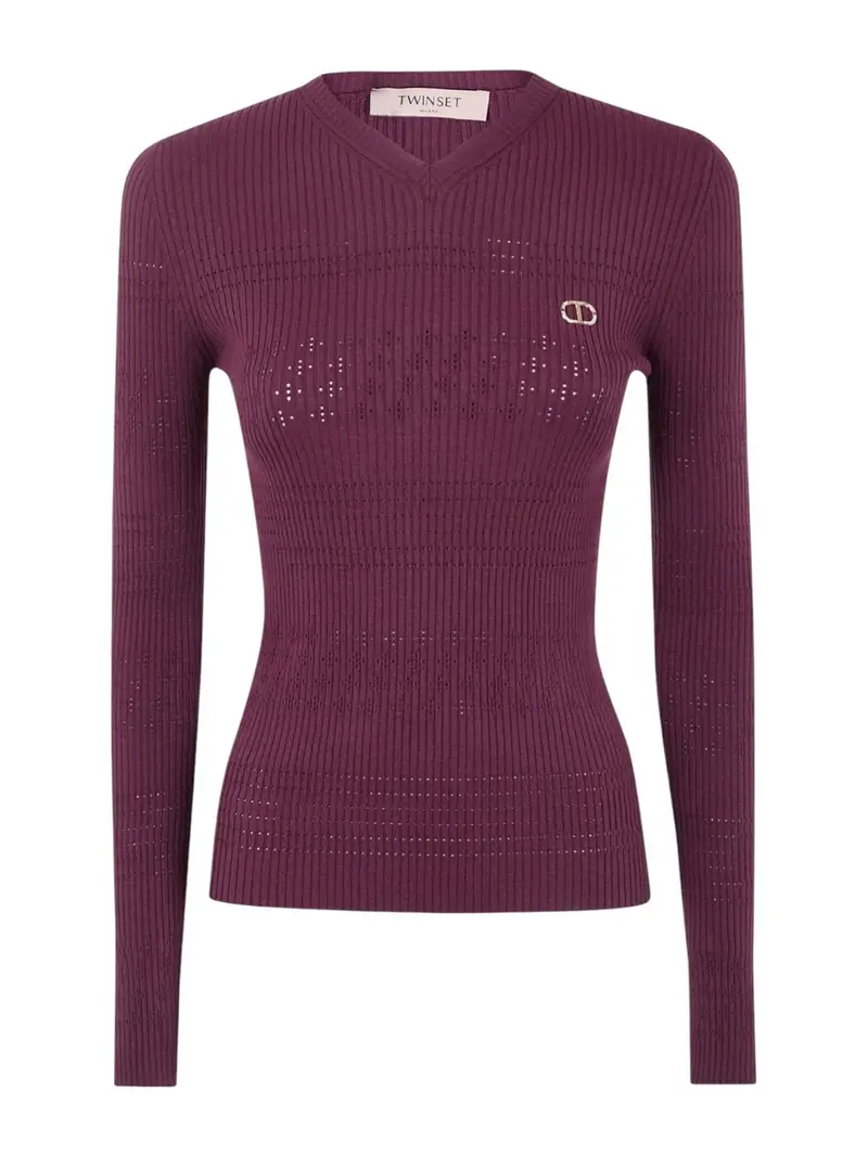 TWINSET Maglione Donna VISCOSE STRETCH TWINSET POINTELLE 252TP3241 05609 WINETASTING