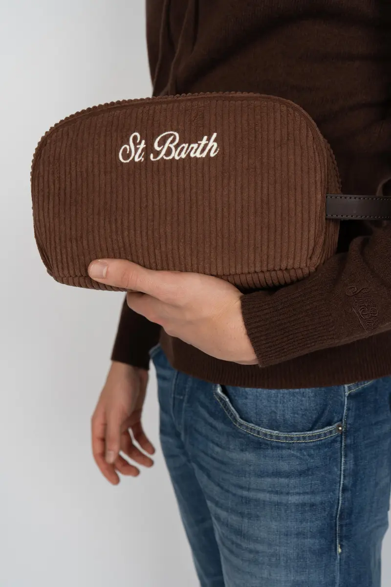 Vanity case Westwood Corduroy in velluto a coste marrone