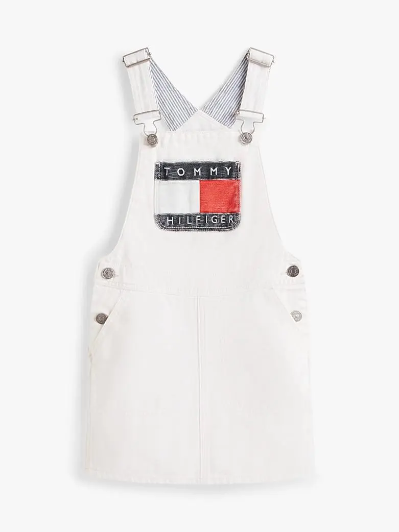 Vestito salopette heritage in denim con logo
