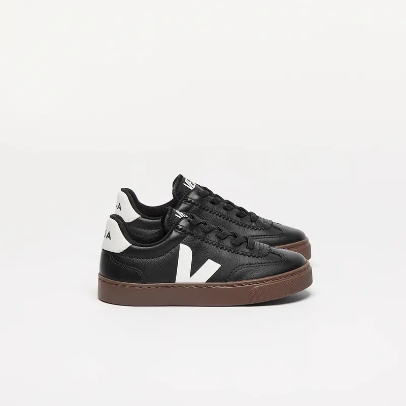 Volley elastic laces leather black white bark