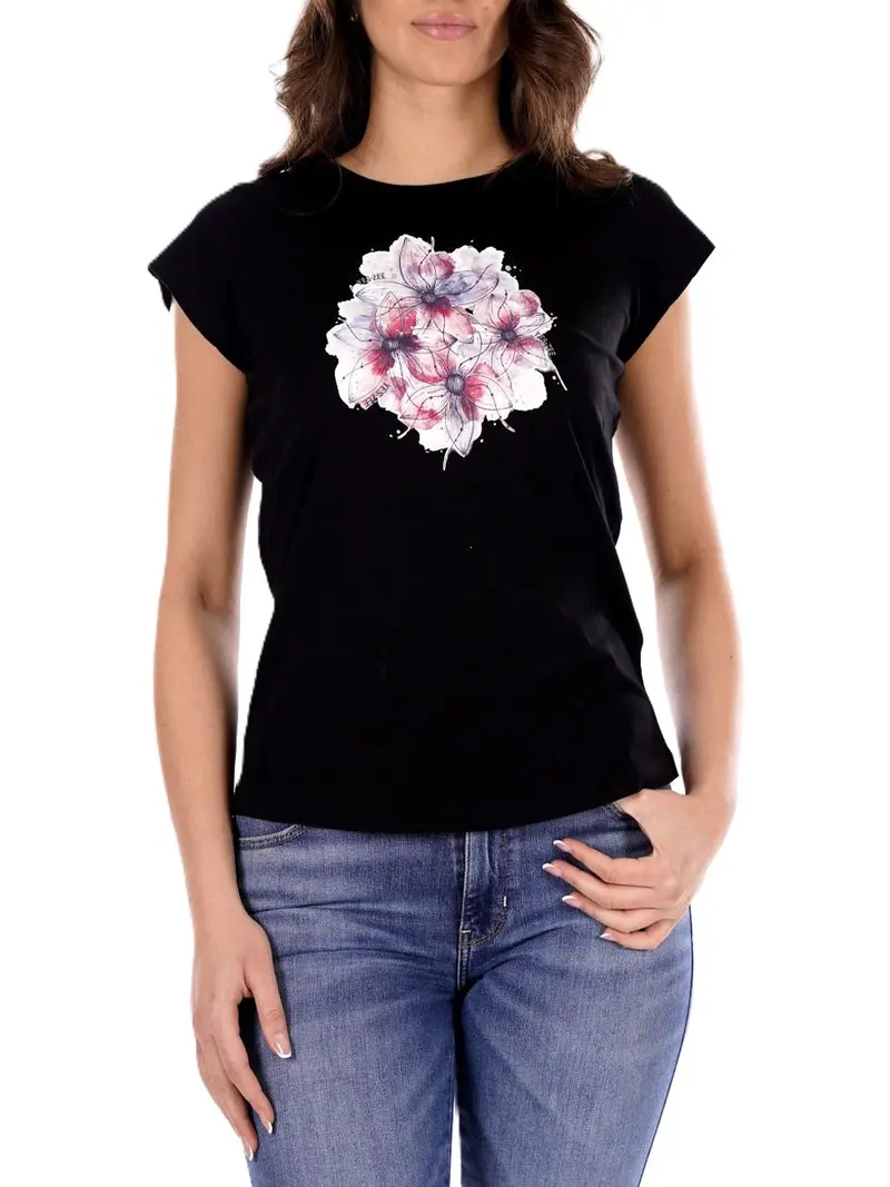 Yes Zee T-Shirt Stampa Frontale - Nero