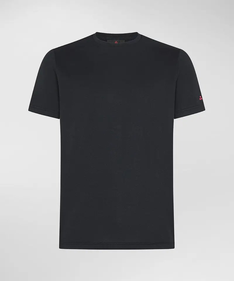 Zole 02 T-Shirt in Piquet stretch di cotone e seta blu grafite